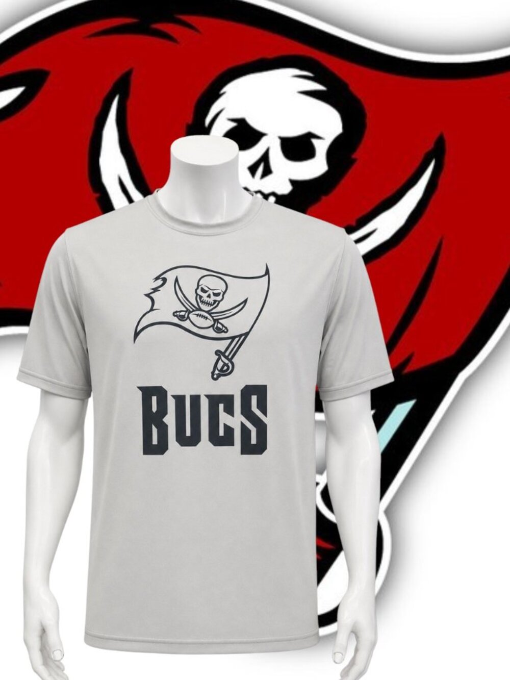 Team 365 Tampa Bay Buccaneers Bud Light Grey Black Graphic T-Shirt Size Medium